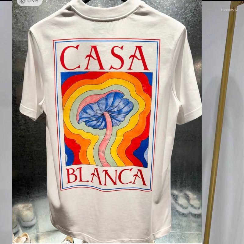 Mens t shirt Designer Tees Rainbow Mushroom Letter Print Short Sleeve Tops Cotton Loose Men Women Shirt casablancs shirt cotton