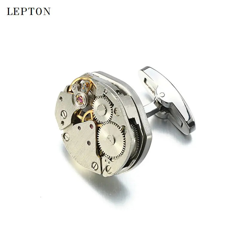 est Watch Movement Cufflinks for immovable Stainless Steel Steampunk Gear Watch Mechanism Cuff links for Mens Relojes gemelos 240301