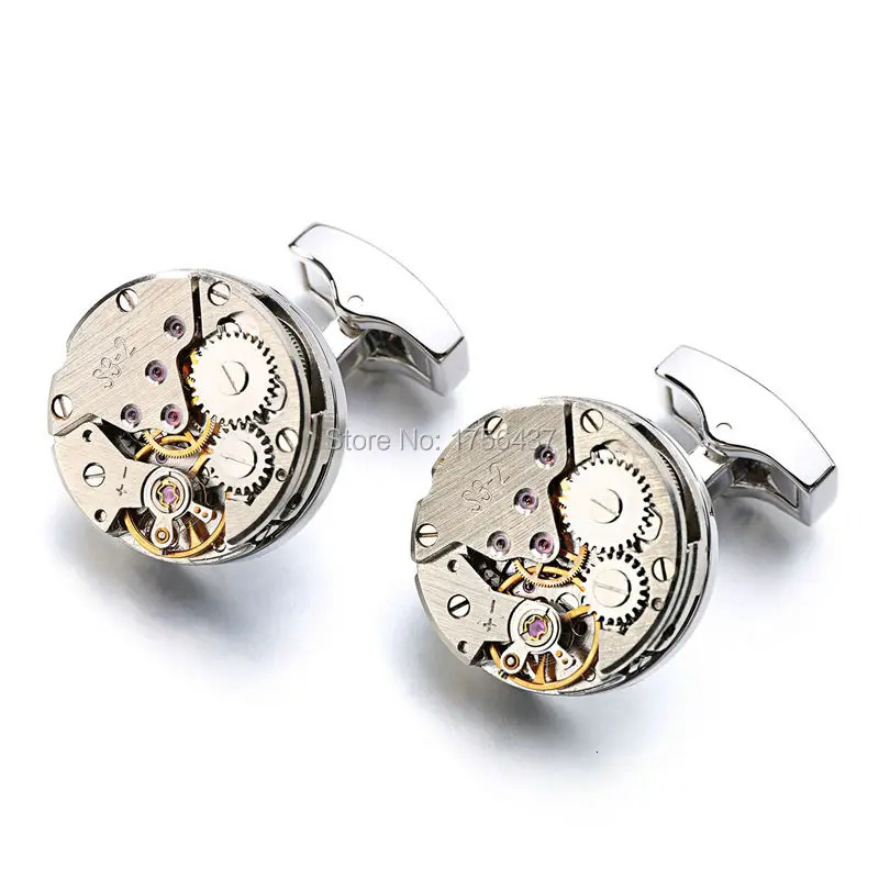 est Watch Movement Cufflinks for immovable Stainless Steel Steampunk Gear Watch Mechanism Cuff links for Mens Relojes gemelos 240301