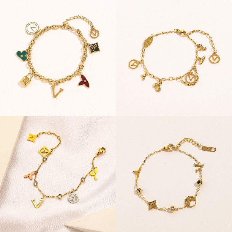 Womens Designer Chain Bracelet Gold Plated Fashion Trendy Pulsera Lock Flower Letters Pendant Diamond Cjeweler Love Charms Bracelets