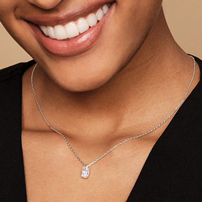 2024 Choucong Solitaire Pendant Simple Fashion Jewelry 925 Sterling Silver Oval Cut White 5A Cubic Zircon CZ Diamond Gemstones Party Elegant Clavicle 