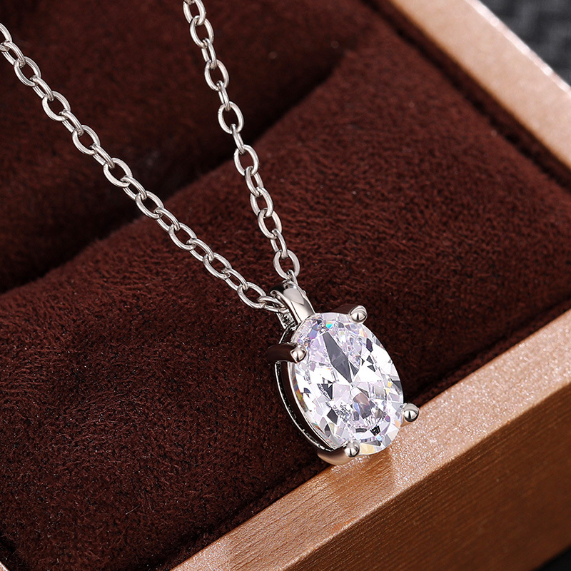 2024 Choucong Solitaire Pendant Simple Fashion Jewelry 925 Sterling Silver Oval Cut White 5A Cubic Zircon CZ Diamond Gemstones Party Elegant Clavicle 