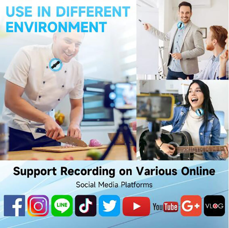 2.4GHZ Wireless Lavalier Microphone Portable Audio Video Recording Mini Mic with quality materisls and smart chips( Noise cancelling) - view 9