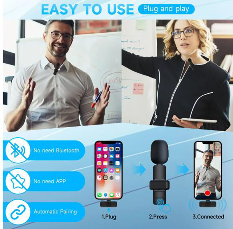 2.4GHZ Wireless Lavalier Microphone Portable Audio Video Recording Mini Mic with quality materisls and smart chips( Noise cancelling) - view 8