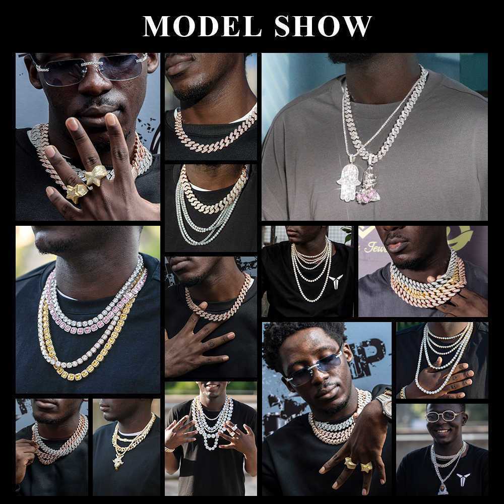 moissanite Cuban k Chain Custom chain Pendant Necklaces Pass Test Vvs Moissanite Dia Hip Hop Men Jewelry20mm
