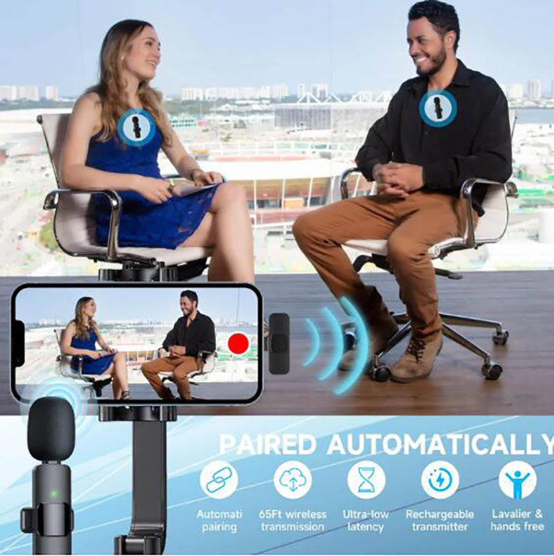 2.4GHZ Wireless Lavalier Microphone Portable Audio Video Recording Mini Mic with quality materisls and smart chips( Noise cancelling) - view 7
