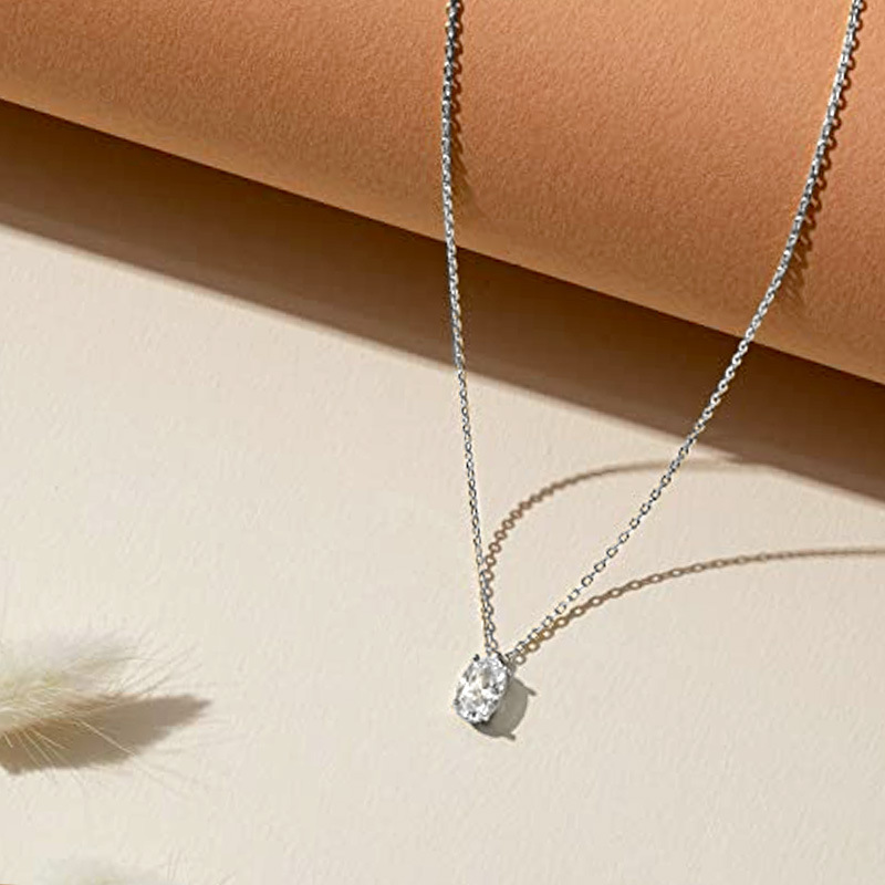 2024 Choucong Solitaire Pendant Simple Fashion Jewelry 925 Sterling Silver Oval Cut White 5A Cubic Zircon CZ Diamond Gemstones Party Elegant Clavicle 