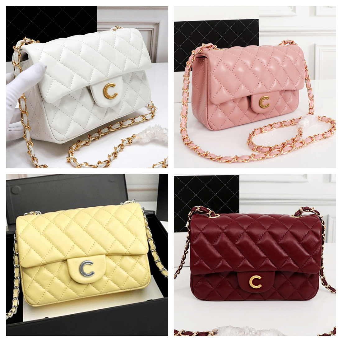 7A Luxury classic flap bag C bag mini Designer chain shoulder bag wallet Women's Fashion Korean Style Mini Pouch crossbody bag phone bag Pink designer bag Envelope bag