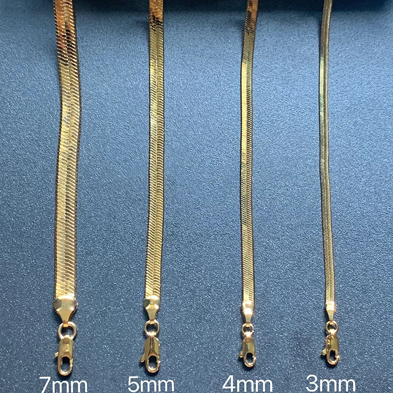 3457MM Wide Flat Herringbone Necklace For Women Men Snake Bone Chain Chokers Gold Color Vintage Miami Korean Jewelry Gifts 240229