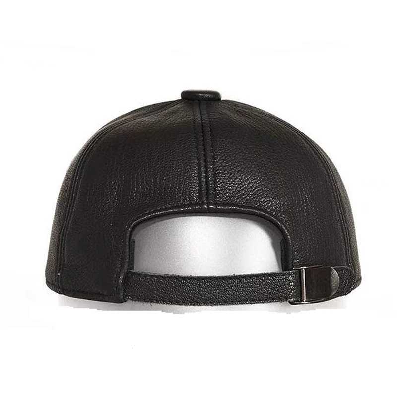 Fashion SpringWinter Man Genuine Leather Badge Black Baseball Caps Male Casual Cowhide Belt 5560 Adjustable Sprot Flight Hats 240220