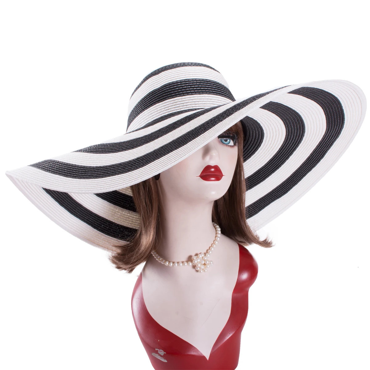 Lawliet 7.1/18cm Foldable Oversized Huge Wide Brim Sun Beach Straw Hats Wedding Womens Floppy Party Dressy A330 240219