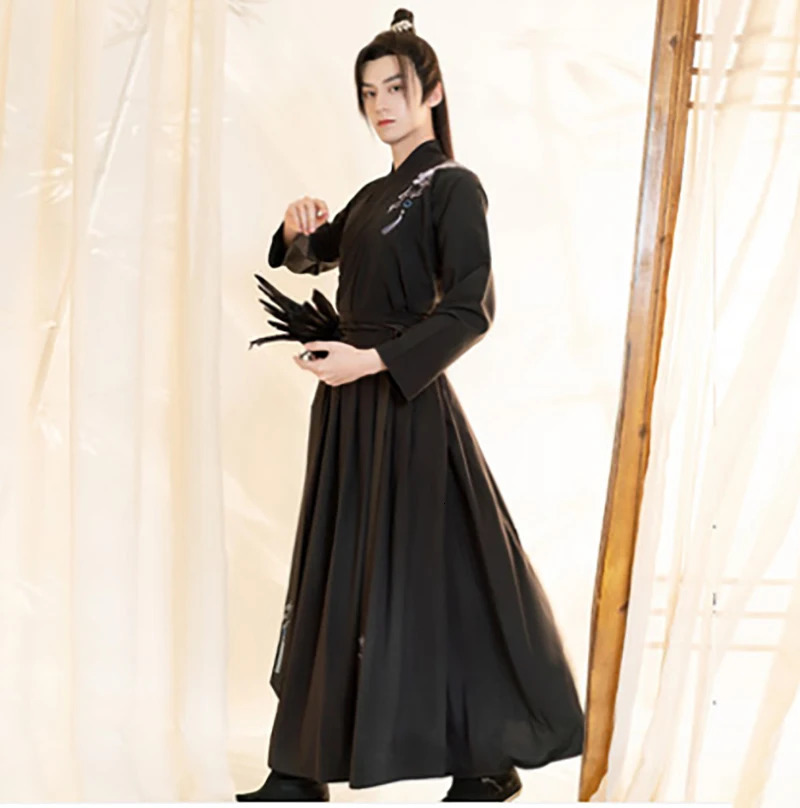 Plus Size 3XL Hanfu Men Ancient Chinese Black Sets Carnival Halloween Cosplay Costume Outfit For Large 240220