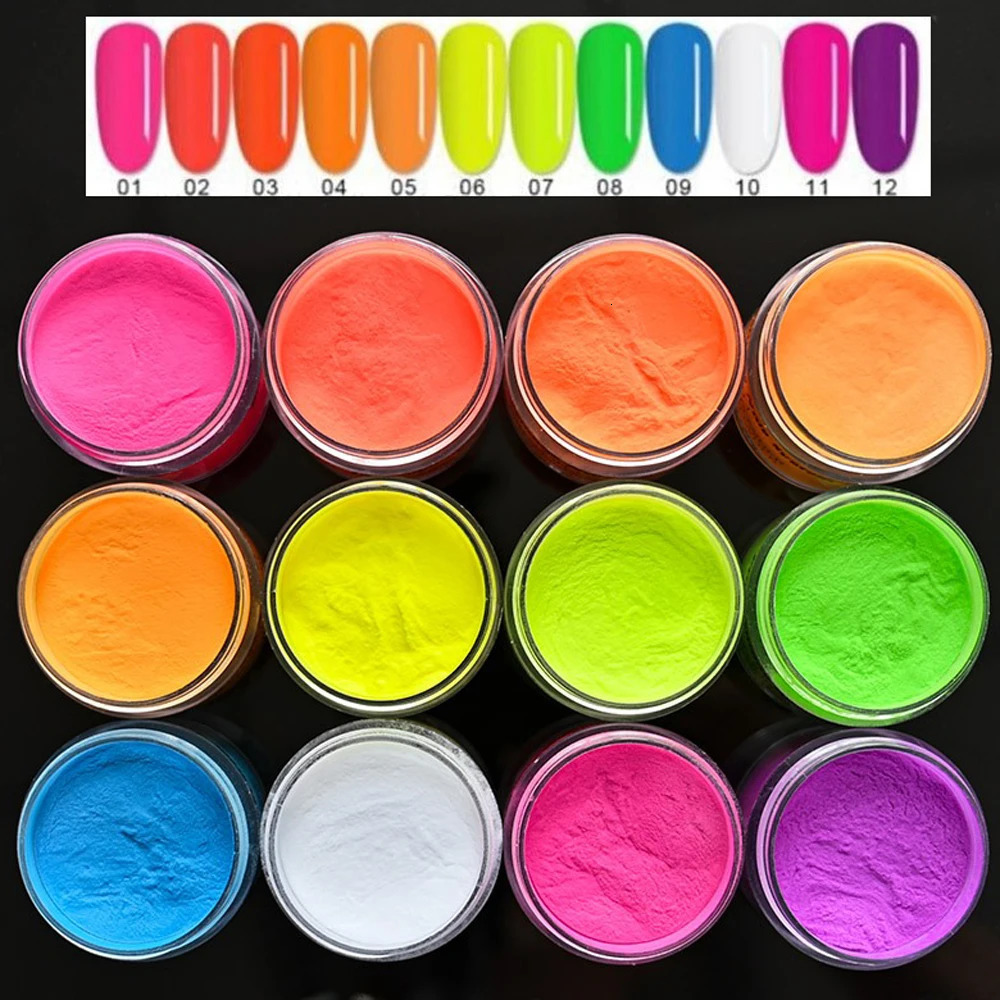 100g Acrylic Phosphor Powder Luminous Colors Professional Polymer Powder for Acrylic Nail Extension Carving Iridescent Glitter 240220