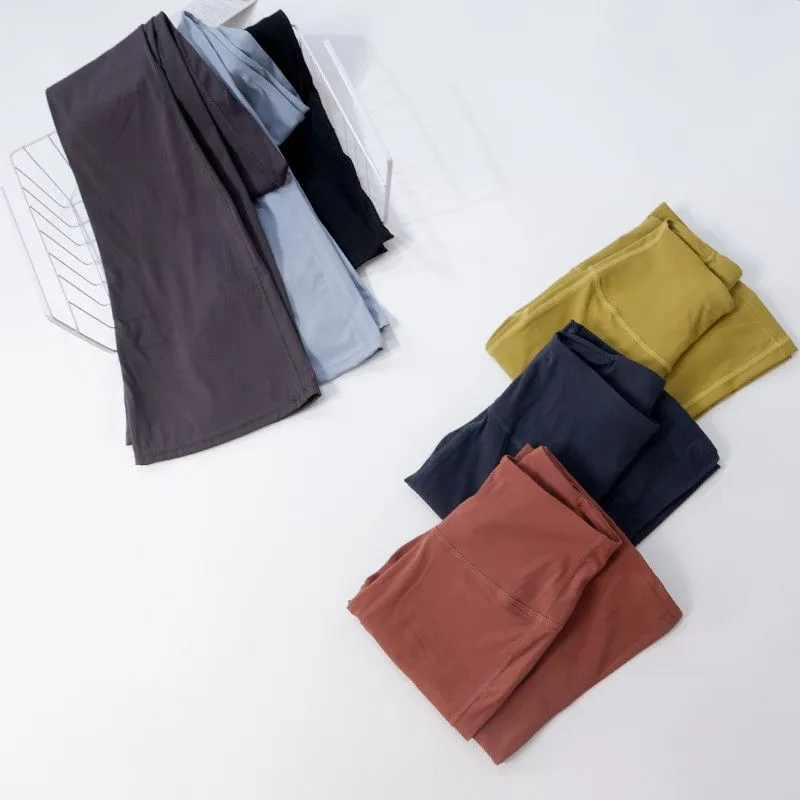 Yoga Flared Pants Grooved Long Leggings Ladies High Waist Slim Fit Belly Bell-bottom Trousers Shows Legs Yoga Fitness Net Solid 16 Colors