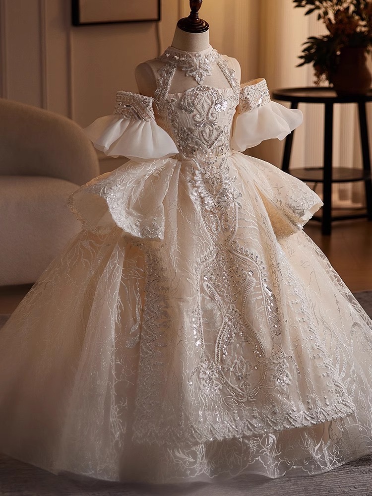 new Flower Girl Dresses For Wedding Tiered Pageant Tulle Dress Toddler Infant Clothes Little Kids Birthday First Communion Gowns