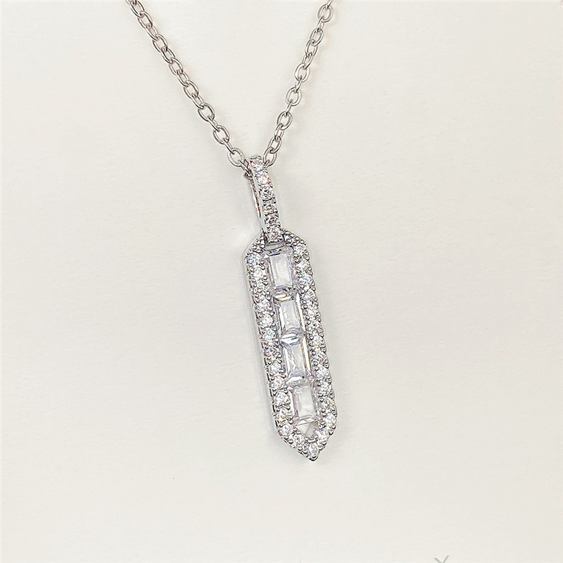 Sterg Sier Princess Cut Pendant Necklace 5A Cubic Zirconia | Bridal Jewelry Gift