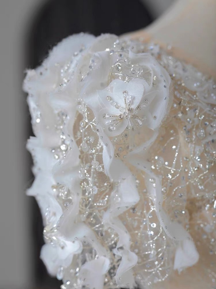 Charmig Beach shiny A Line Wedding Dresses for Bride Women Boho Plus Size Long Sleeves Lace Flowers Sheer Jewel Neck Backless Court Train Bridal Gown 