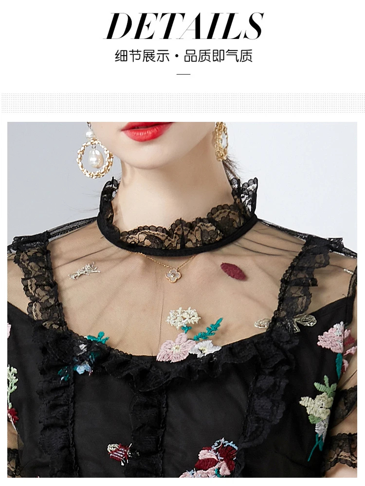 Casual Dresses Runway Vintage Print Midi Dress Womens Turn Down Neck Short Sleeve High Street Slim Casual Party A-Line Shirt Dress 2024
