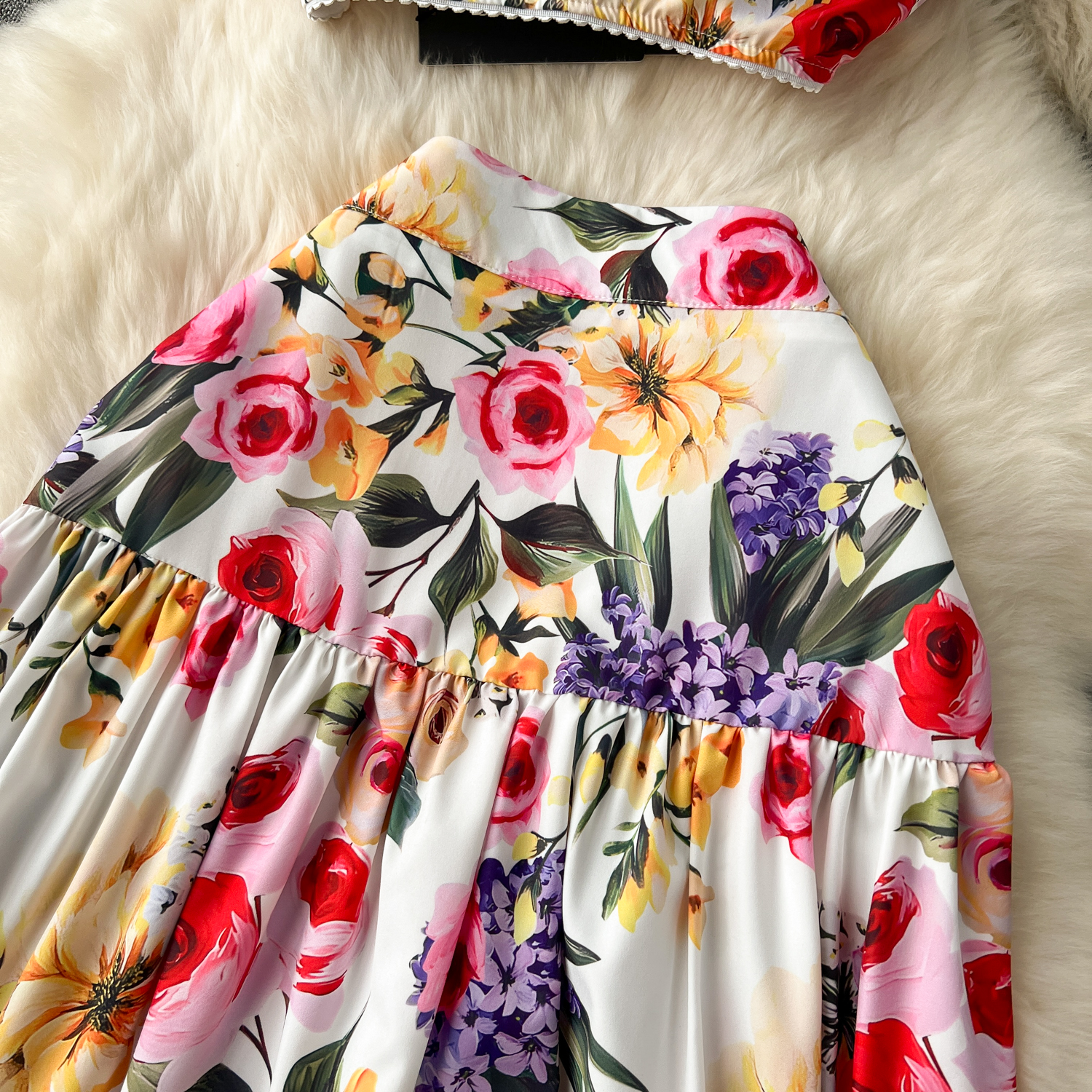 Two Piece Dress 2 Piece Sets Women Outfits Autumn Stretch Slimming Miyake Pleated Long Sleeve Vintage Printed Tops Long Skirt Suits 2024