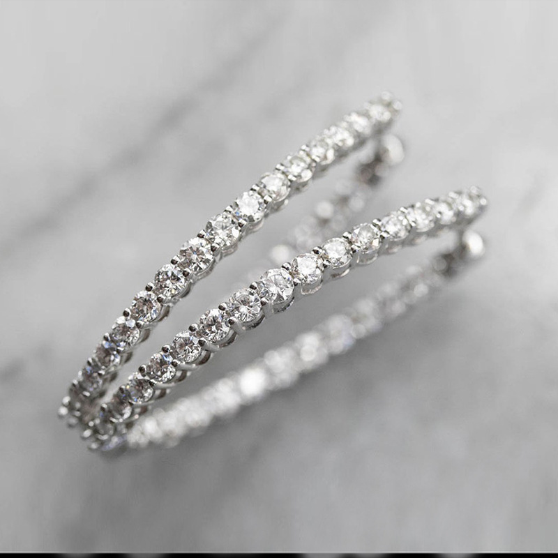 2024 Choucong Brand Clip Earring Simple Fashion Jewelry 925 Sterling Silver Round Cut White 5A Cubic Zircon CZ Diamond Women Large Earring For Lover G