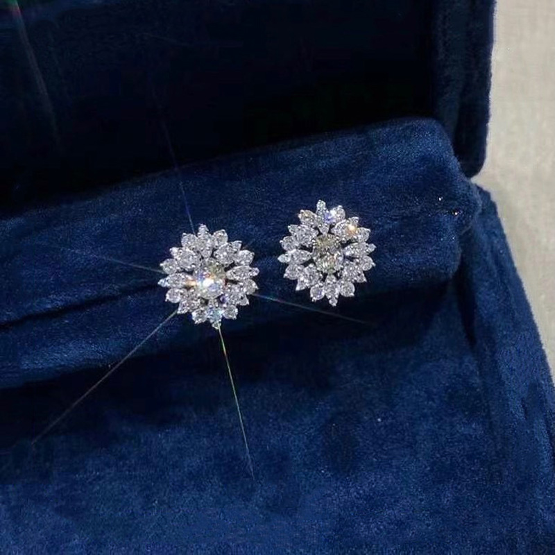 Ins Sparkling Sweet Cute Stud Earrings Ladies Fashion Jewelry 925 Sterling Silver Marquise Cut White 5A Cubic Zircon CZ Diamond Party Women Wedding Fl