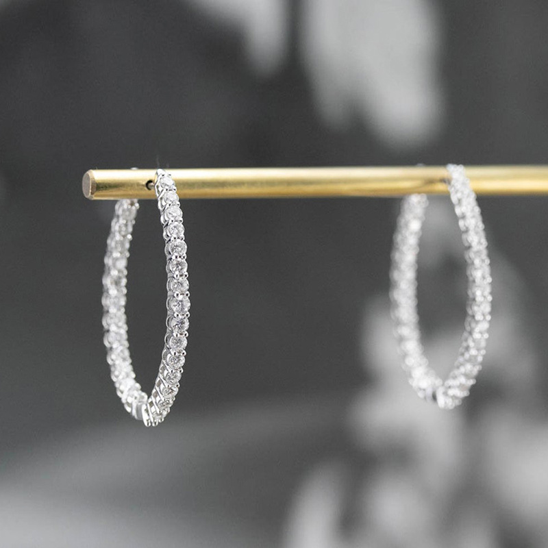 2024 Choucong Brand Clip Earring Simple Fashion Jewelry 925 Sterling Silver Round Cut White 5A Cubic Zircon CZ Diamond Women Large Earring For Lover G