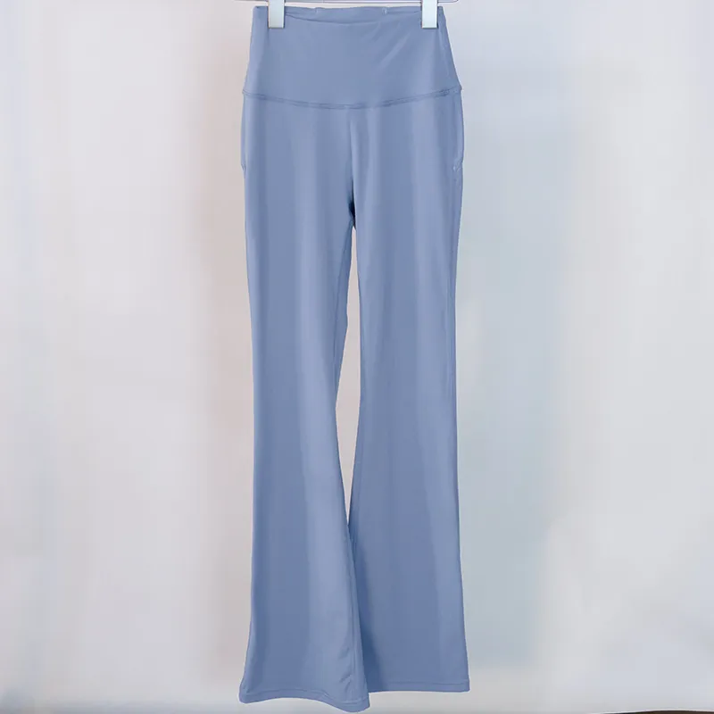 Yoga Flared Pants Grooved Long Leggings Ladies High Waist Slim Fit Belly Bell-bottom Trousers Shows Legs Yoga Fitness Net Solid 16 Colors