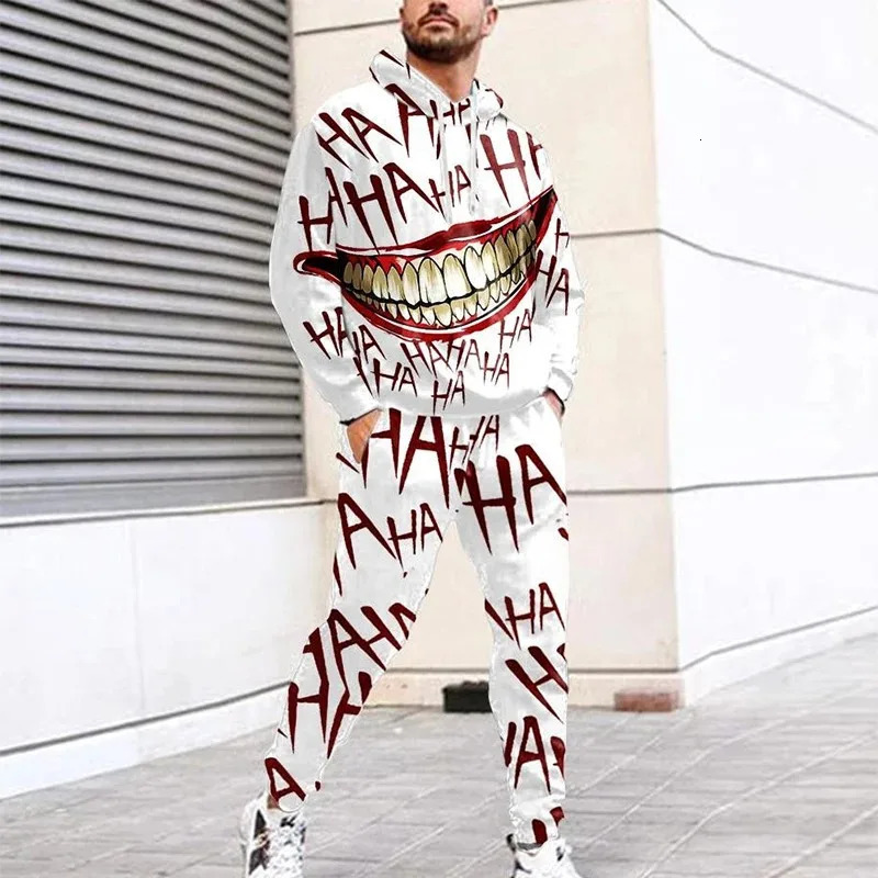 Alphabet Vintage 3D Print Man Woman Tracksuit Set Fashion Casual HoodiePants 2 Piece Sets Trend Streetwear Unisex Pullover 240229