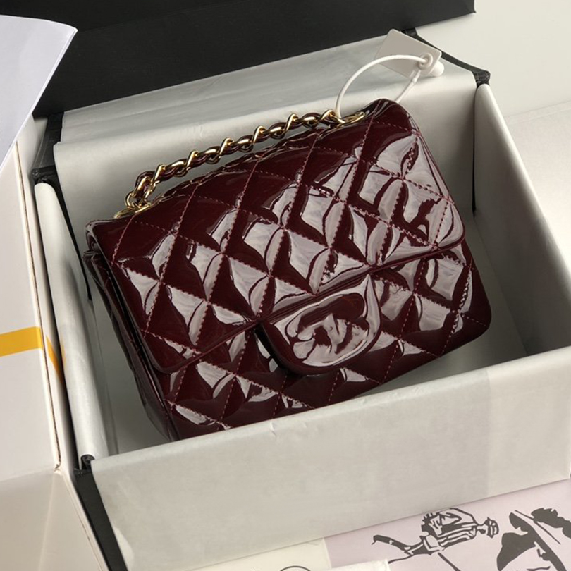 Crossbody Bag Designer Purse Leather Shoulder Bag Classic Flap 10A Patent Leather Burgundy Flap Luxury Purses Cross Body Bags For Women Women Handbag Designer