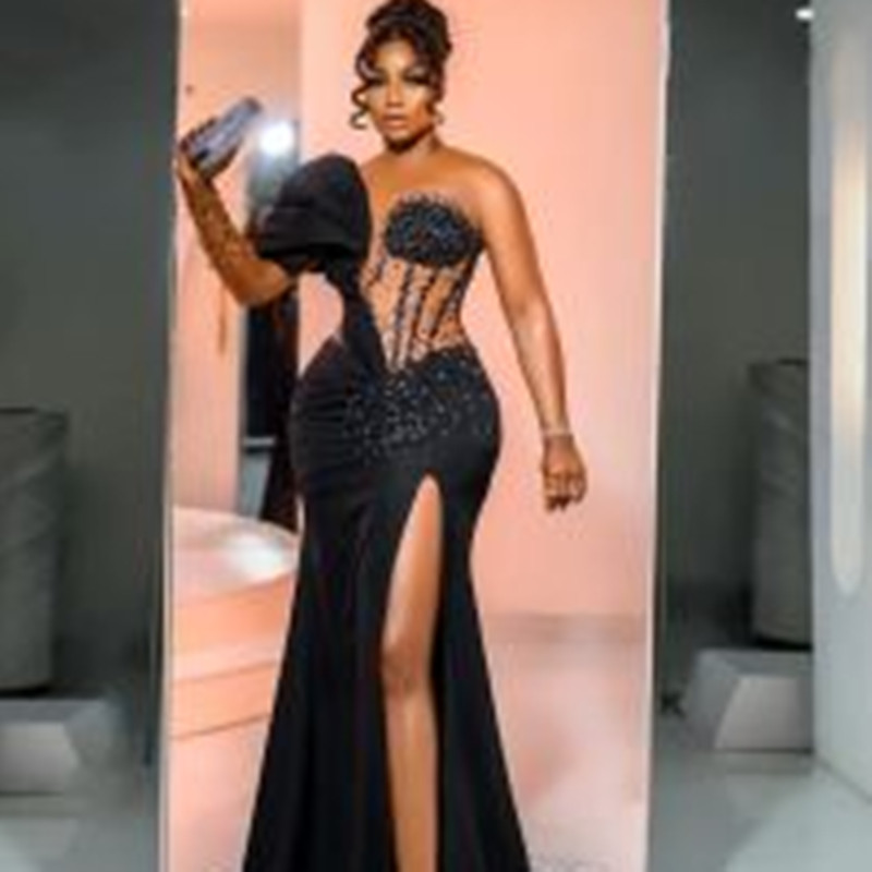 Ao Arabic Ebi Lack Mermaid Prom Dree Eaded Crytal Evening Formal Party Second Reception Irthday Engagement Gown Dre