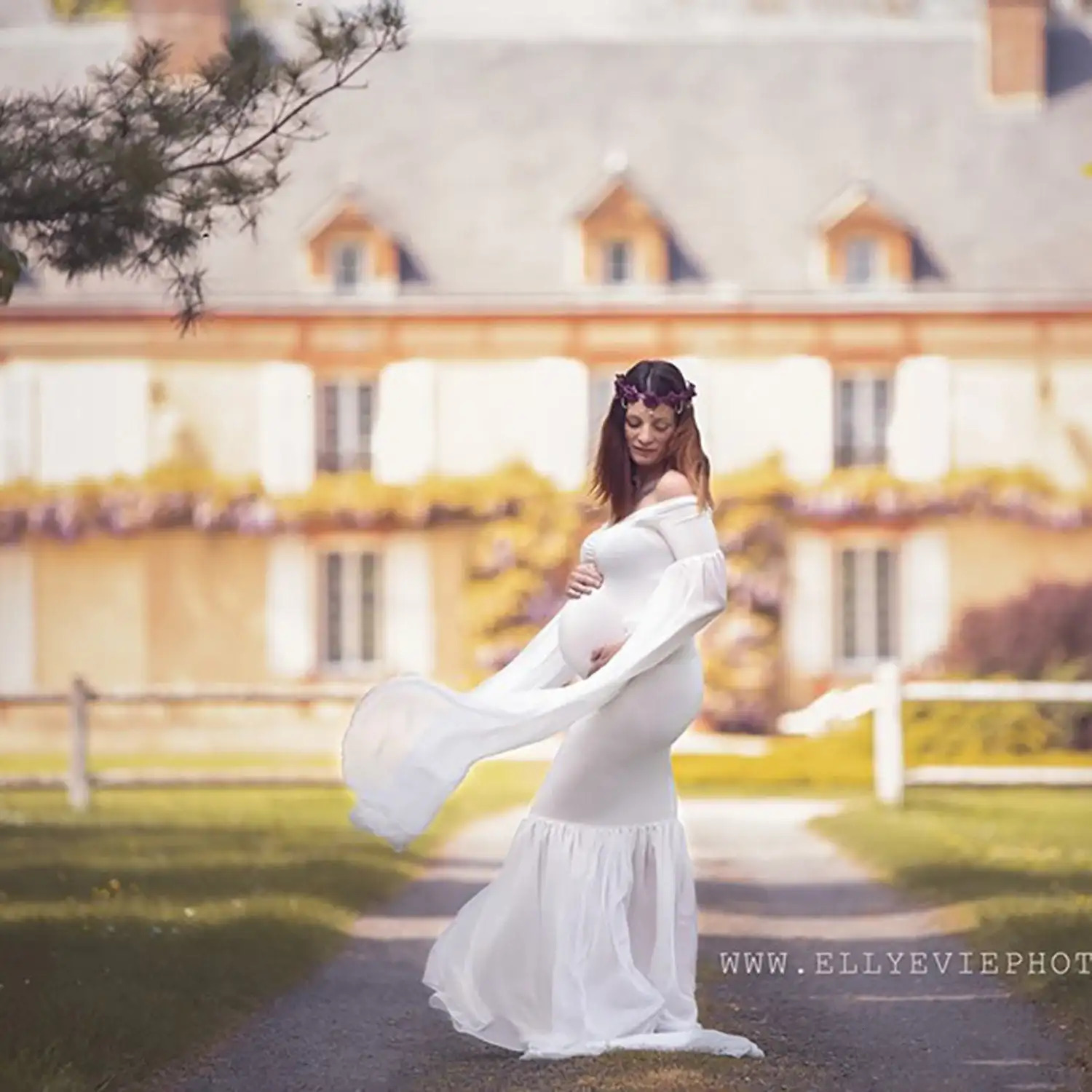 Maternity Pography Long Dress Bodycon Stretchy Pregnancy For Po Shoot Pregnant Woman Maxi 240301