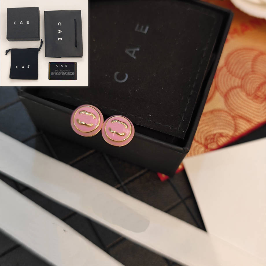 With Box Gold Plated Earrings Fashion Birthday Love Travel Jewelry High Quality Copper Earrings Womens new Pink Earrings A1916