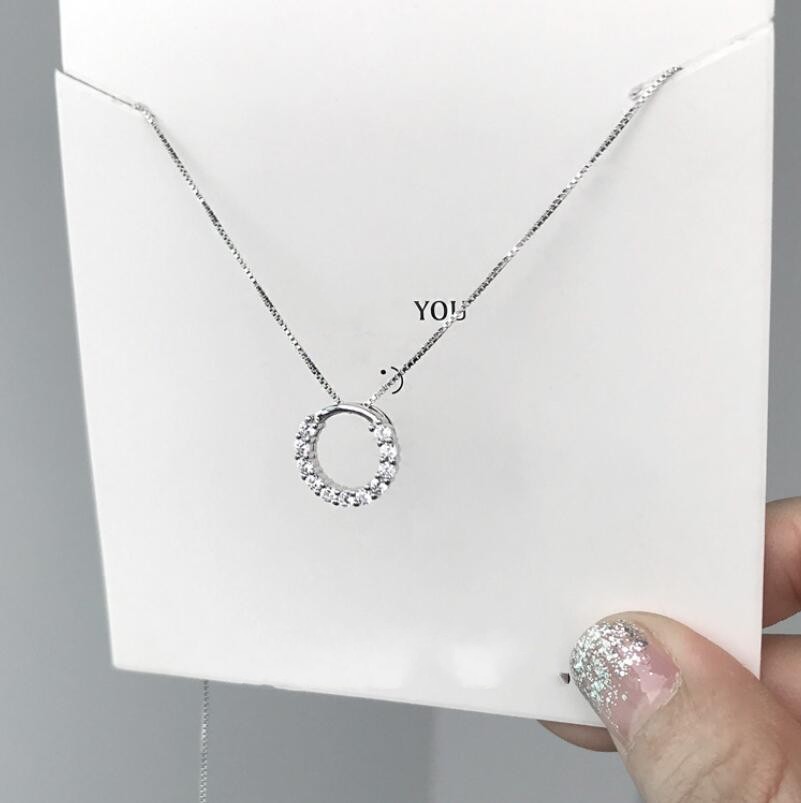 Circle Pendant Necklace: Sterg Sier Round-Cut Cubic Zirconia Eternity Jewelry dh910320090