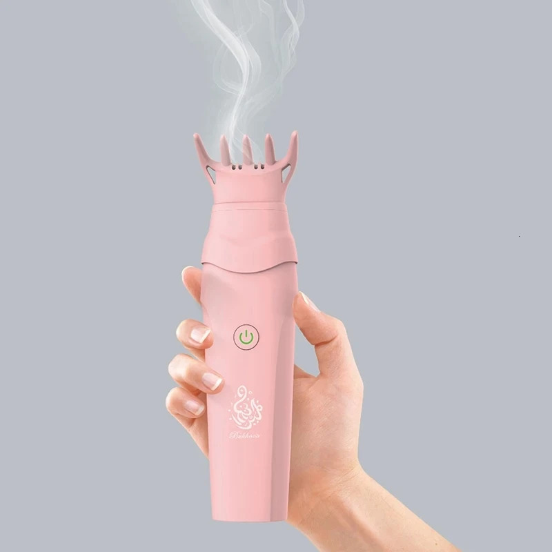 Electric Hair Brush Mini USB Incense Burner for Bakhoor Ramadan Dukhoon Arabic Aroma Diffuser for Home Office Car Rechargeable 240226