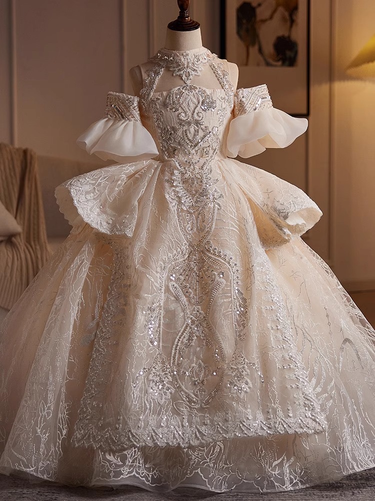 new Flower Girl Dresses For Wedding Tiered Pageant Tulle Dress Toddler Infant Clothes Little Kids Birthday First Communion Gowns