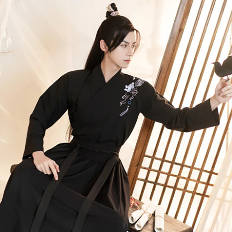 Plus Size 3XL Hanfu Men Ancient Chinese Black Sets Carnival Halloween Cosplay Costume Outfit For Large 240220