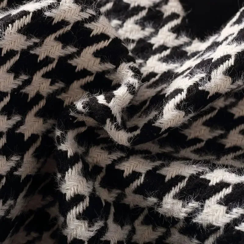 Elegant Kint Tops Dresses 2 Piece Set Vintage Houndstooth Tweed Mini Sleeveless Tank Belt Knitted Sweater Women Dress Outfits 240223