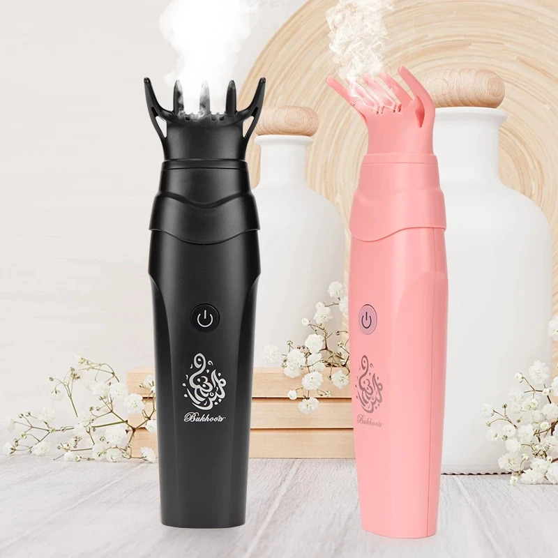 Electric Hair Brush Mini USB Incense Burner for Bakhoor Ramadan Dukhoon Arabic Aroma Diffuser for Home Office Car Rechargeable 240226