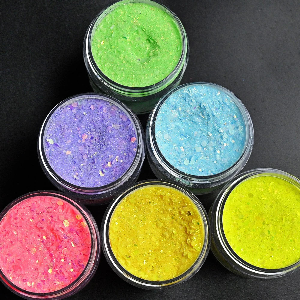 100g Acrylic Phosphor Powder Luminous Colors Professional Polymer Powder for Acrylic Nail Extension Carving Iridescent Glitter 240220