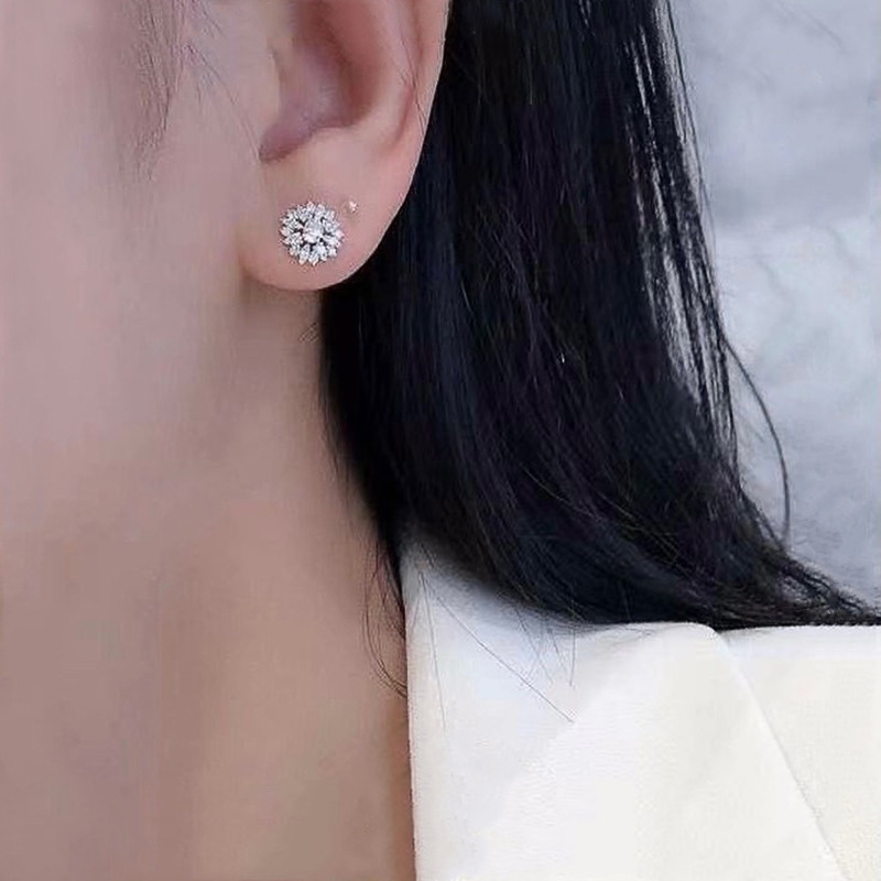 Ins Sparkling Sweet Cute Stud Earrings Ladies Fashion Jewelry 925 Sterling Silver Marquise Cut White 5A Cubic Zircon CZ Diamond Party Women Wedding Fl