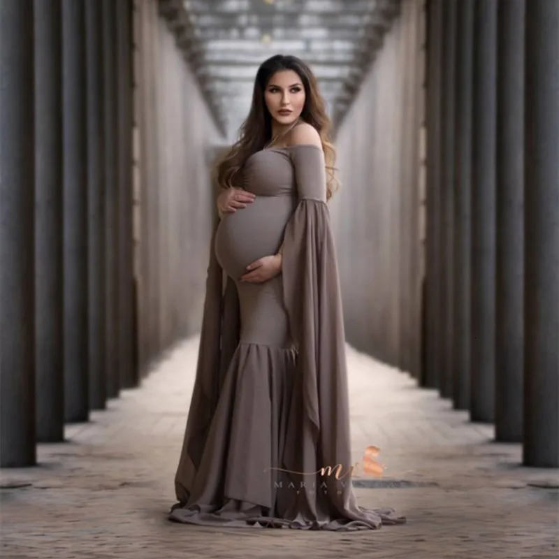 Maternity Pography Long Dress Bodycon Stretchy Pregnancy For Po Shoot Pregnant Woman Maxi 240301