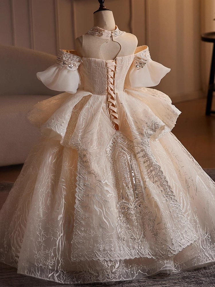new Flower Girl Dresses For Wedding Tiered Pageant Tulle Dress Toddler Infant Clothes Little Kids Birthday First Communion Gowns