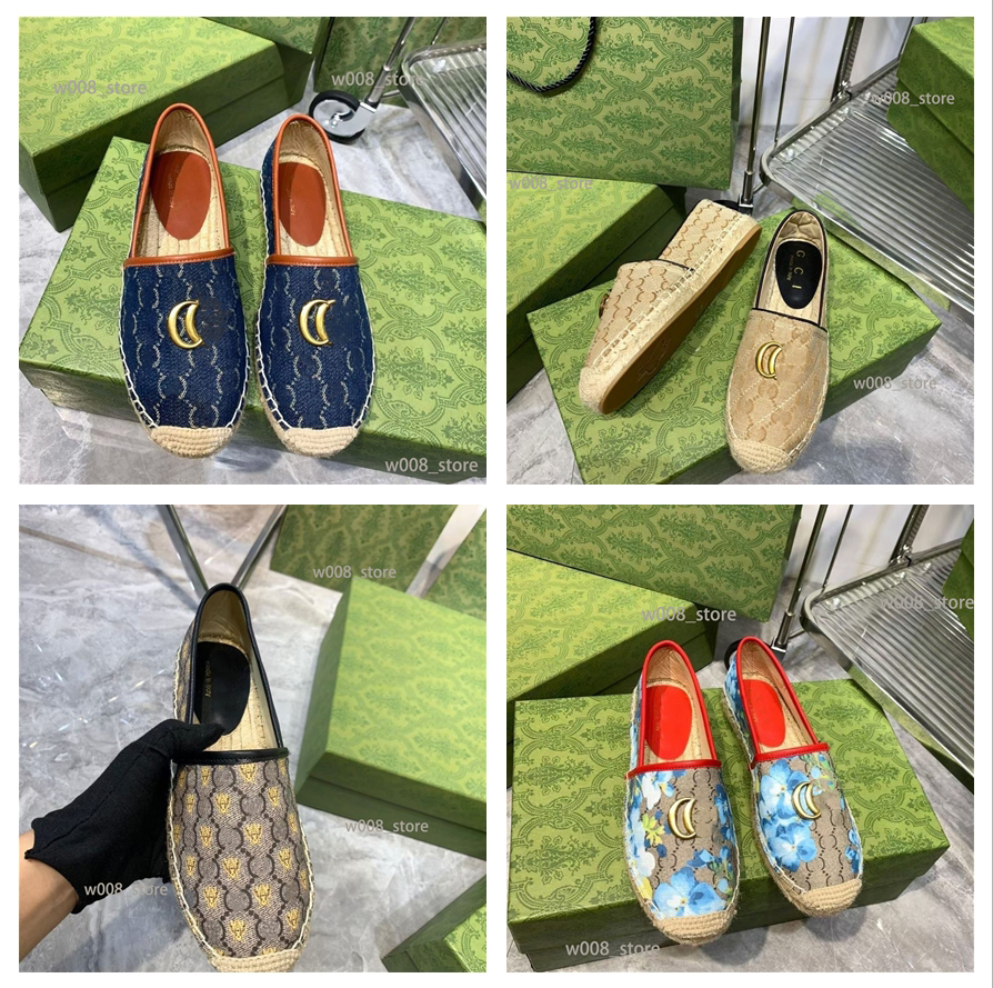 Italy designer Shoes Top Fashion Denim Sapatos Espadrilles Straw Fisherman Flat Heels Shoe Lazy Zapatos Mujer Casual Cartoon Linen