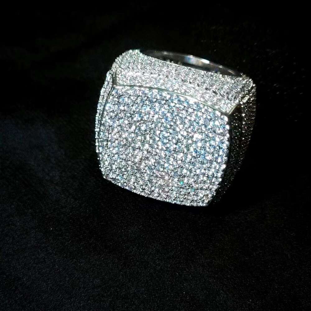 Fashion Fine Jewelry Vvs Moissanite Iced Out Rings Men Gold Plated Sterling Sier Diamond Hip Hop Ring