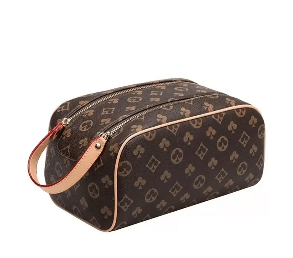 Luxury Waterproof Cosmetic Bag - Large Capacity, Double Zipper, Foldable Organizer with Hanging Feature, Women's Designer Clutch in Black