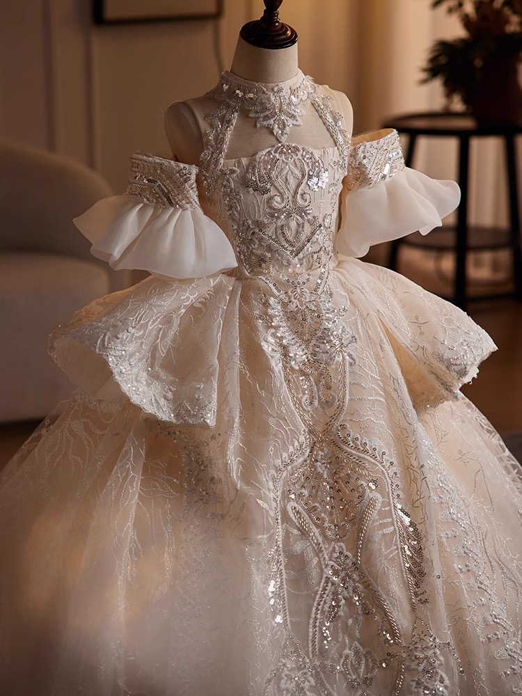 new Flower Girl Dresses For Wedding Tiered Pageant Tulle Dress Toddler Infant Clothes Little Kids Birthday First Communion Gowns