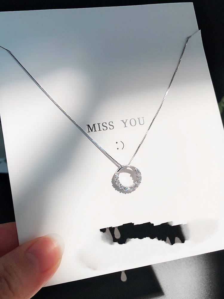 Circle Pendant Necklace: Sterg Sier Round-Cut Cubic Zirconia Eternity Jewelry dh910320090