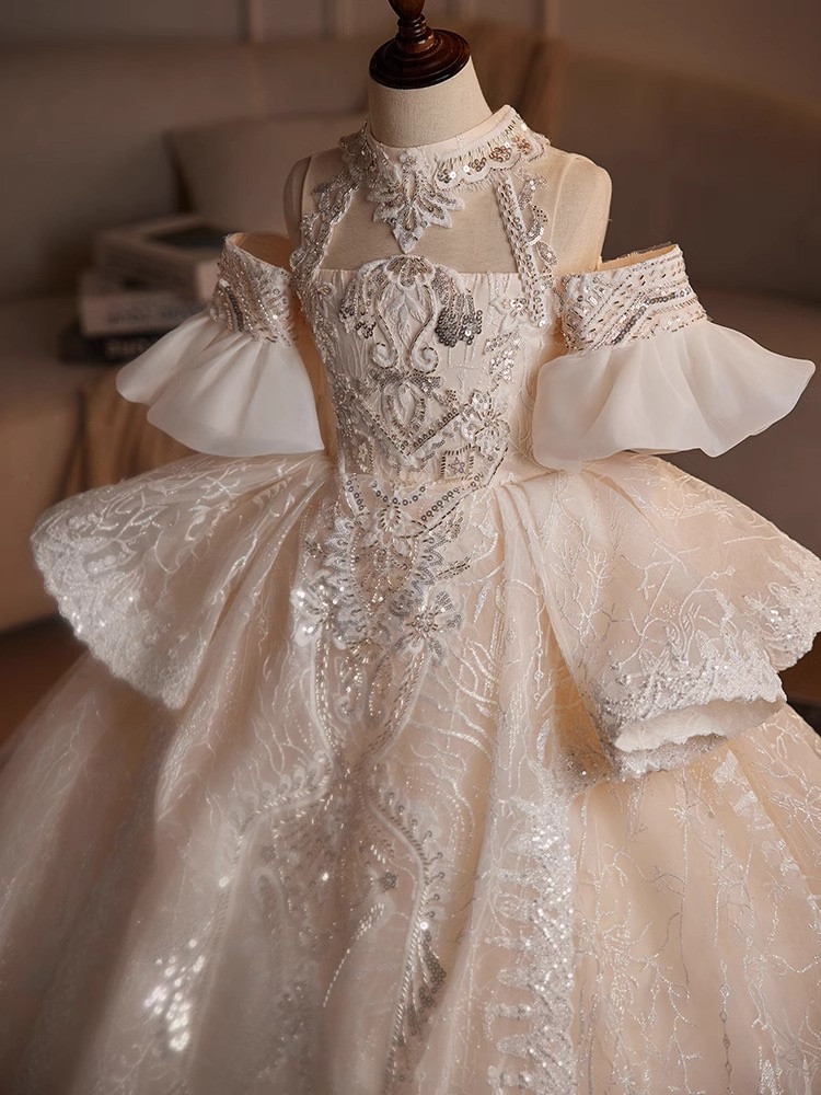new Flower Girl Dresses For Wedding Tiered Pageant Tulle Dress Toddler Infant Clothes Little Kids Birthday First Communion Gowns