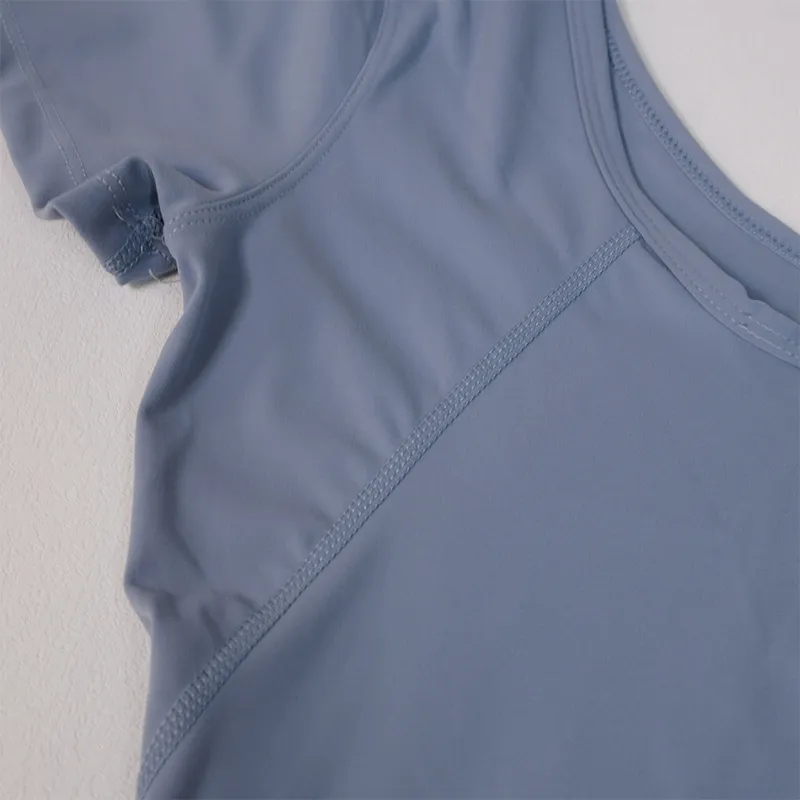 2025--Women's Yoga Sports Short Sleeve Sexy Tight Crop Top T-shirt V neck U Back Beauty Back Fitness