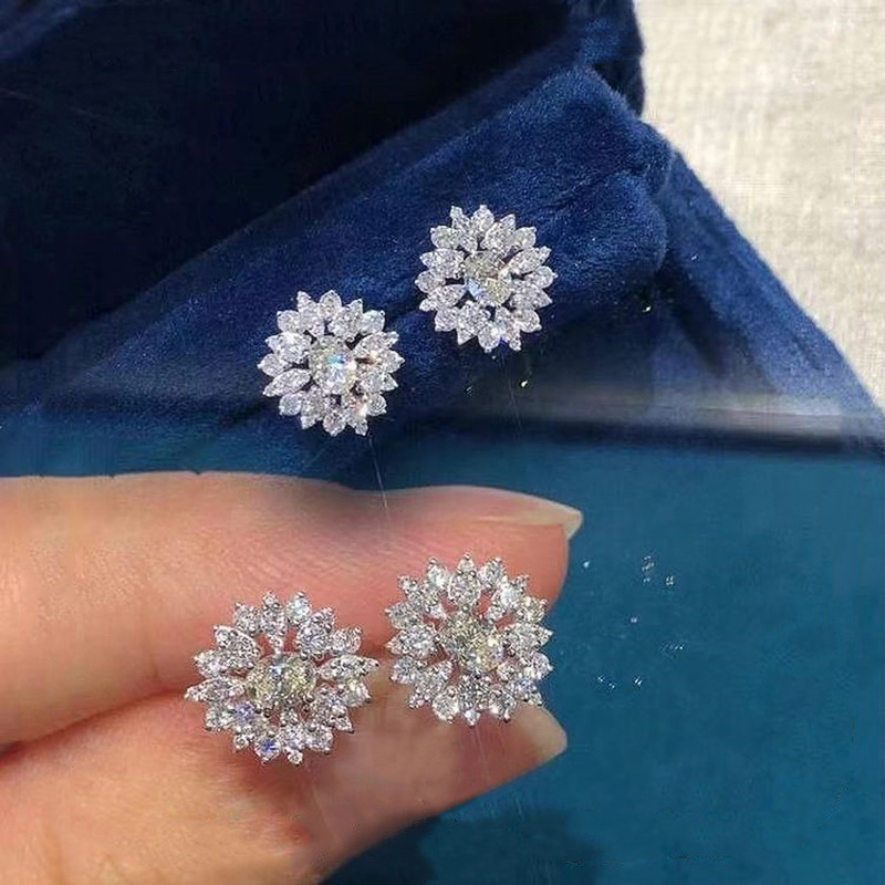Ins Sparkling Sweet Cute Stud Earrings Ladies Fashion Jewelry 925 Sterling Silver Marquise Cut White 5A Cubic Zircon CZ Diamond Party Women Wedding Fl